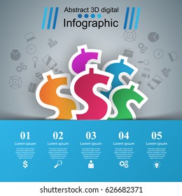 Business Infographics origami style Vector illustration. Dollar icon. Money icon.