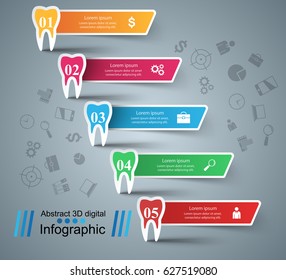 Business Infographics origami style Vector illustration. Tooth icon.