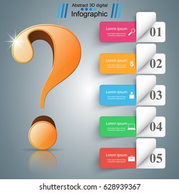 Business Infographics origami style Vector illustration. Question icon.