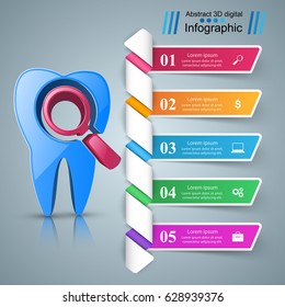 Business Infographics origami style Vector illustration. Tooth icon.