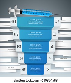 Business Infographics origami style Vector illustration. Infographic, syringe icon.
