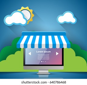 Business Infographics origami style Vector illustration. Monitor icon.