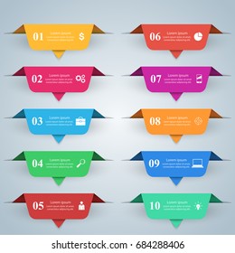 Business Infographics origami style Vector illustration. List of 10 items. 