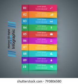 Business Infographics origami style Vector illustration. List of 10 items. 