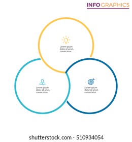 Business infographics. Outline infographic element with 3 steps, parts. Vector pie chart.