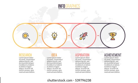 Business Infographics. Outline Infographic Element With 3 Steps, Columns. Vector Design Template.