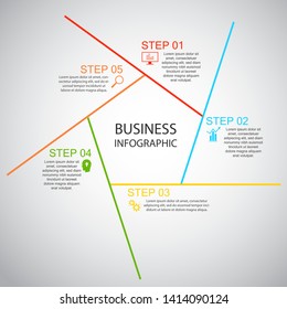 Business InfoGraphics, Pentagon diagram, Process Design, Marketing presentation , section banner, Vector Illustration