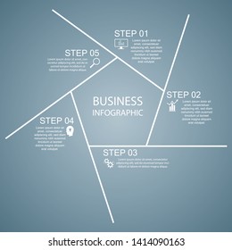 Business InfoGraphics, Pentagon diagram, Process Design, Marketing presentation , section banner, Vector Illustration