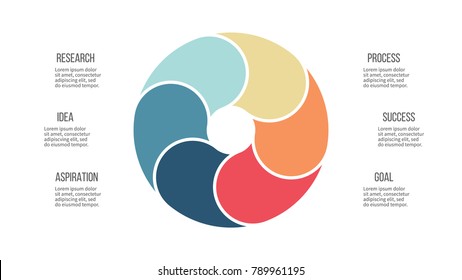 Business Infographics. Pie Chart With 6 Sections. Vector Template.