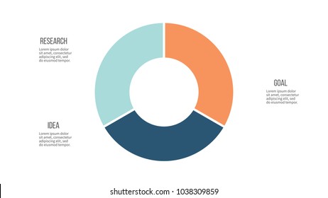 Business infographics. Pie chart, graph with 3 options, steps. Vector circular diagram.