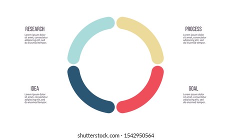 Business infographics. Pie chart, graph with 4 steps, options, parts. Vector diagram.