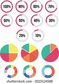 Business infographics. Pie chart, graph with options, steps. Vector circular diagram.