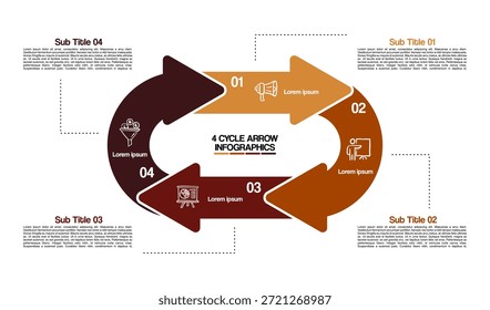 Business infographics. Pie chart, graph with 4 steps, options, arrows. Vector diagram editable.