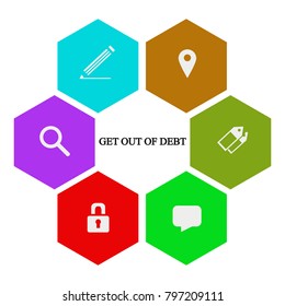 Business infographics. Pie chart with the inscription:get out of debt