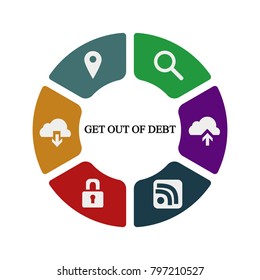 Business infographics. Pie chart with the inscription:get out of debt