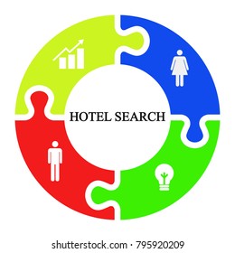 Business infographics. Pie chart with the inscription:hotel search