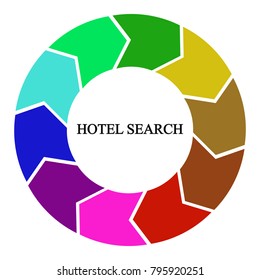 Business infographics. Pie chart with the inscription:hotel search