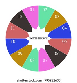 Business infographics. Pie chart with the inscription:hotel search