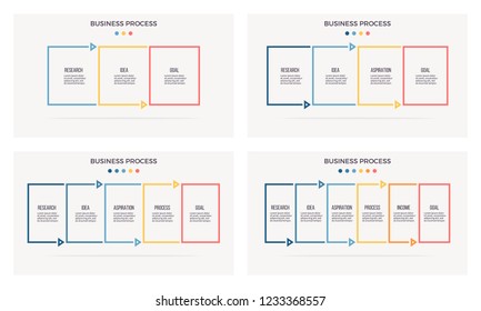 Business infographics. Presentation with 3, 4, 5, 6 steps, options. Vector template. Editable line.