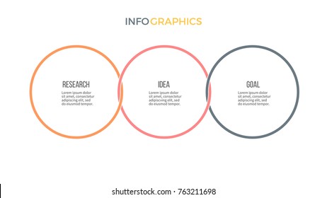 infografías de negocios. Presentación con 3 círculos. Plantilla vectorial.