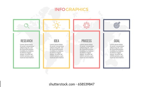 Business infographics. Presentation with 4 columns, options. Vector template.