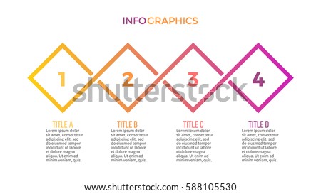Business infographics. Presentation with 4 step, options. Vector infographic template.