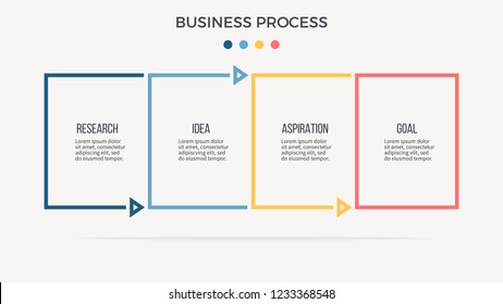 Business infographics. Presentation with 4 steps, options. Vector template. Editable line.