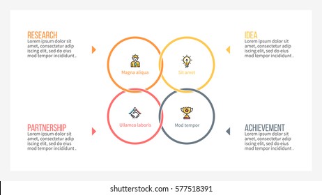 Business Infographics. Presentation With 4 Steps, Parts. Vector Pie Chart.