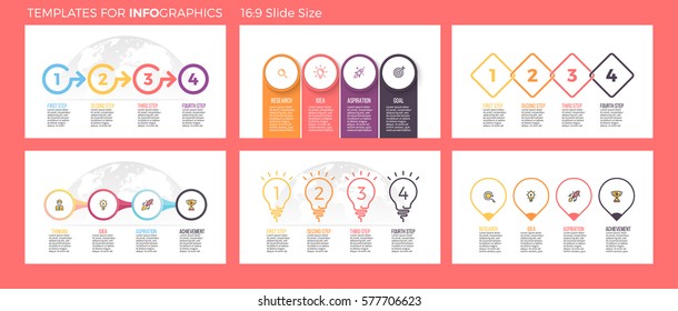 infografías de negocios. Presentación con 4 pasos, opciones. Flechas de infografía vectorial, líneas de tiempo, diagramas de flujo, diagramas.