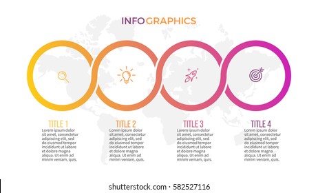 Business infographics. Presentation with 4 steps, options, parts. Pie chart.