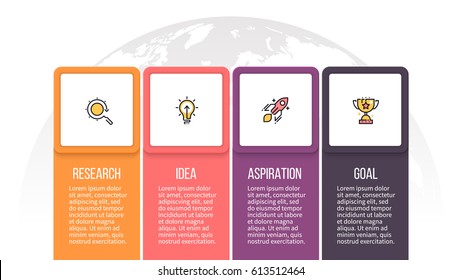 Business infographics. Presentation with 4 steps, parts. Vector design template.