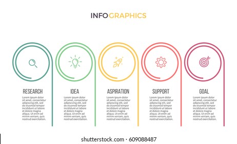 Business Infographics. Presentation With 5 Steps, Options, Sections. Vector Template.