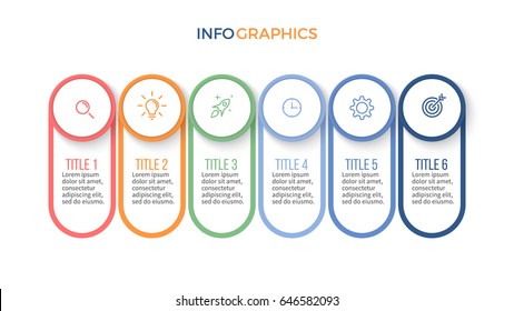 Business infographics. Presentation with 5 steps, options, circles. Vector template.