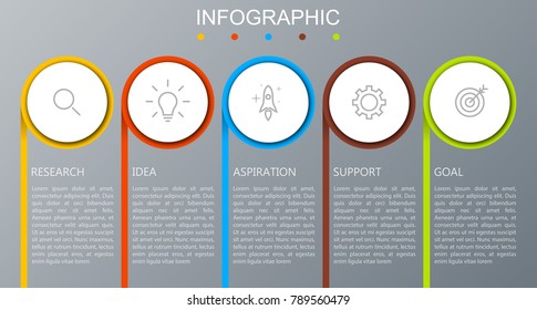 Business infographics presentation with 5 steps