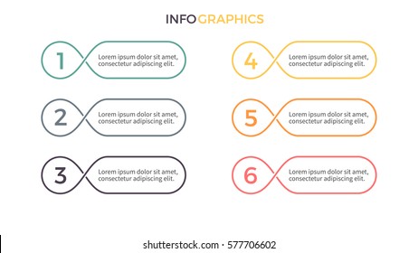 Business infographics. Presentation with 6 number options. Vector element.