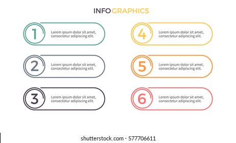 Business Infographics. Presentation With 6 Sections, Number Options. Vector Element.