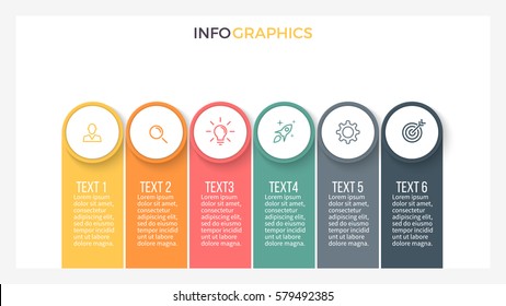 Business infographics. Presentation with 6 steps, options. Vector infographic template.