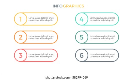 Business infographics. Presentation with 6 steps, options. Vector design elements.