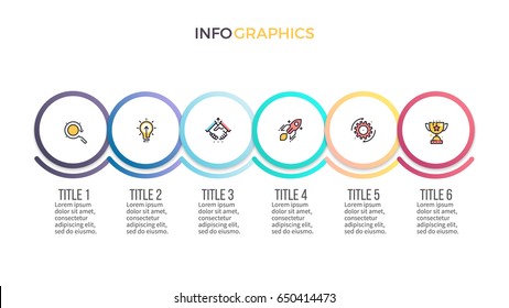 Business infographics. Presentation with 6 steps, options. Vector template.