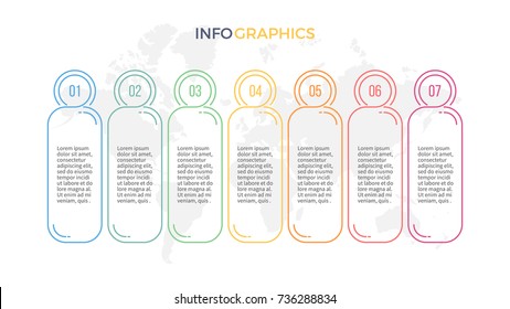 Business infographics. Presentation with 7 columns, options. Vector template.