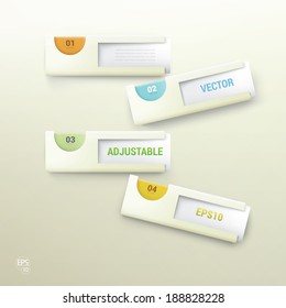 Business infographics or presentation concept set, orange, blue, yellow, and green edition. Adjustable vector element versions.
