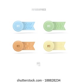 Business infographics or presentation concept set, orange, blue, yellow, and green edition. Adjustable vector element versions.