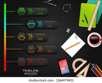 Business Infographics Presentation Slide With 5 Step Options and stationary