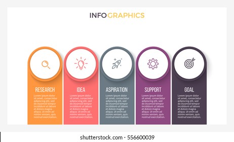 Business Infographics. Presentation Slide With 5 Step, Options. Vector Infographic Element.