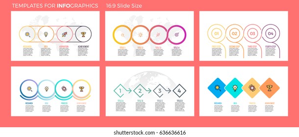 Business infographics. Presentation templates with 4 steps, options. Vector infographic arrows, flowcharts, diagrams.