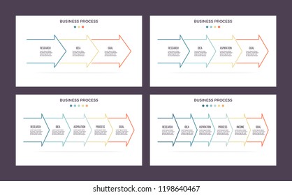 Business infographics. Presentations with 3, 4, 5, 6 steps, options, arrows. Vector templates.