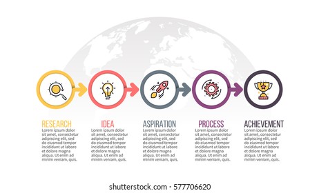 Business infographics. Presentations with 5 step, arrows. Vector infographic templates.