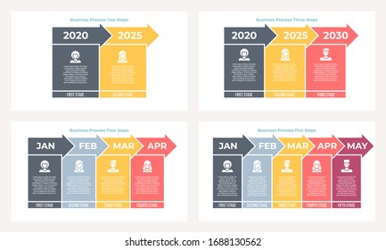 Business Infographics. Process With 2, 3, 4, 5 Steps, Options, Sections. Vector Infographic Elements.