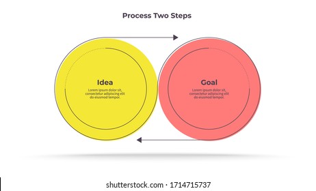 Business infographics. Process with 2 steps, labels, pointers, options. Vector chart.