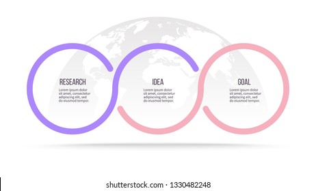 Business infographics. Process with 3 options, steps, circles. Vector chart.